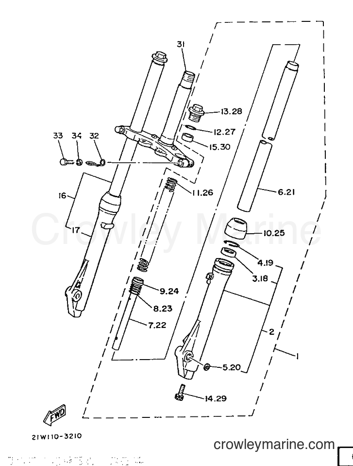 1986 Dirt Bike PW80K - PW80K (21W) [999] - FRONT FORK