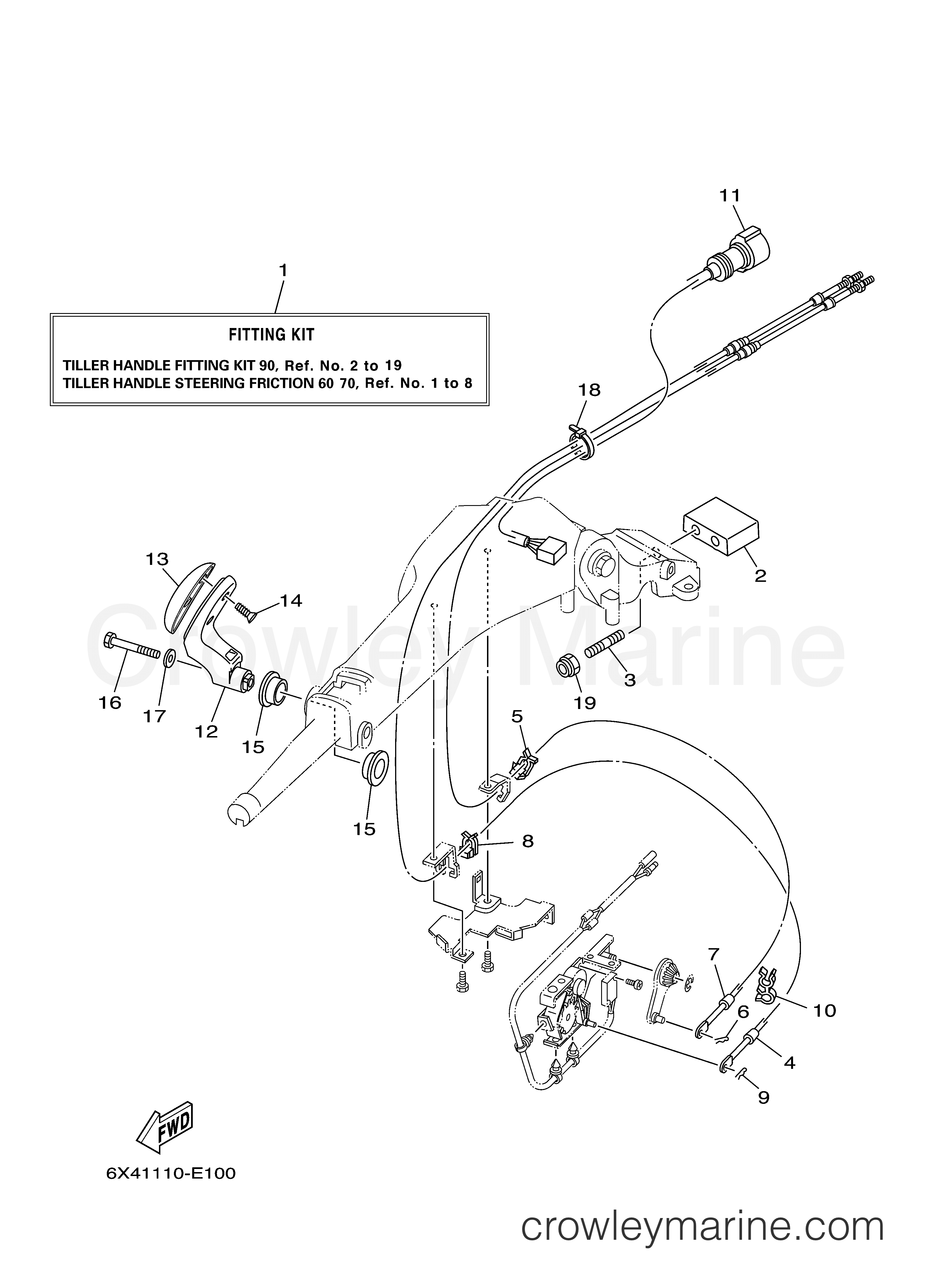 Yamaha Motors Rigging 2006 - TILLER HANDLE FITTING KIT 90