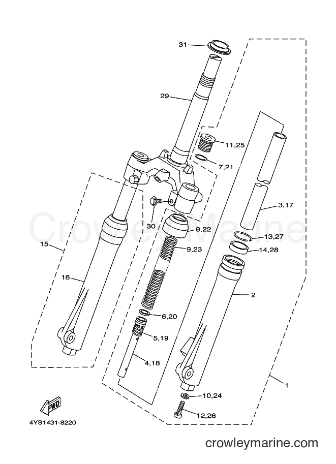 Yamaha Motors T105E (4YS1) [010] - FRONT FORK