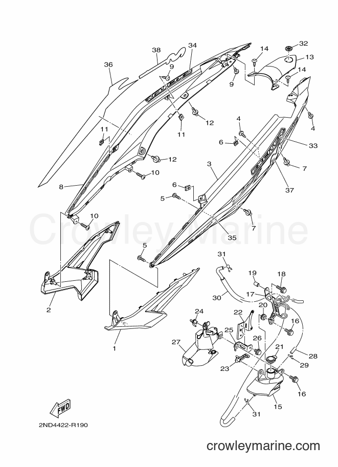 Yamaha Motors T150 (B152) [010] - SIDE COVER