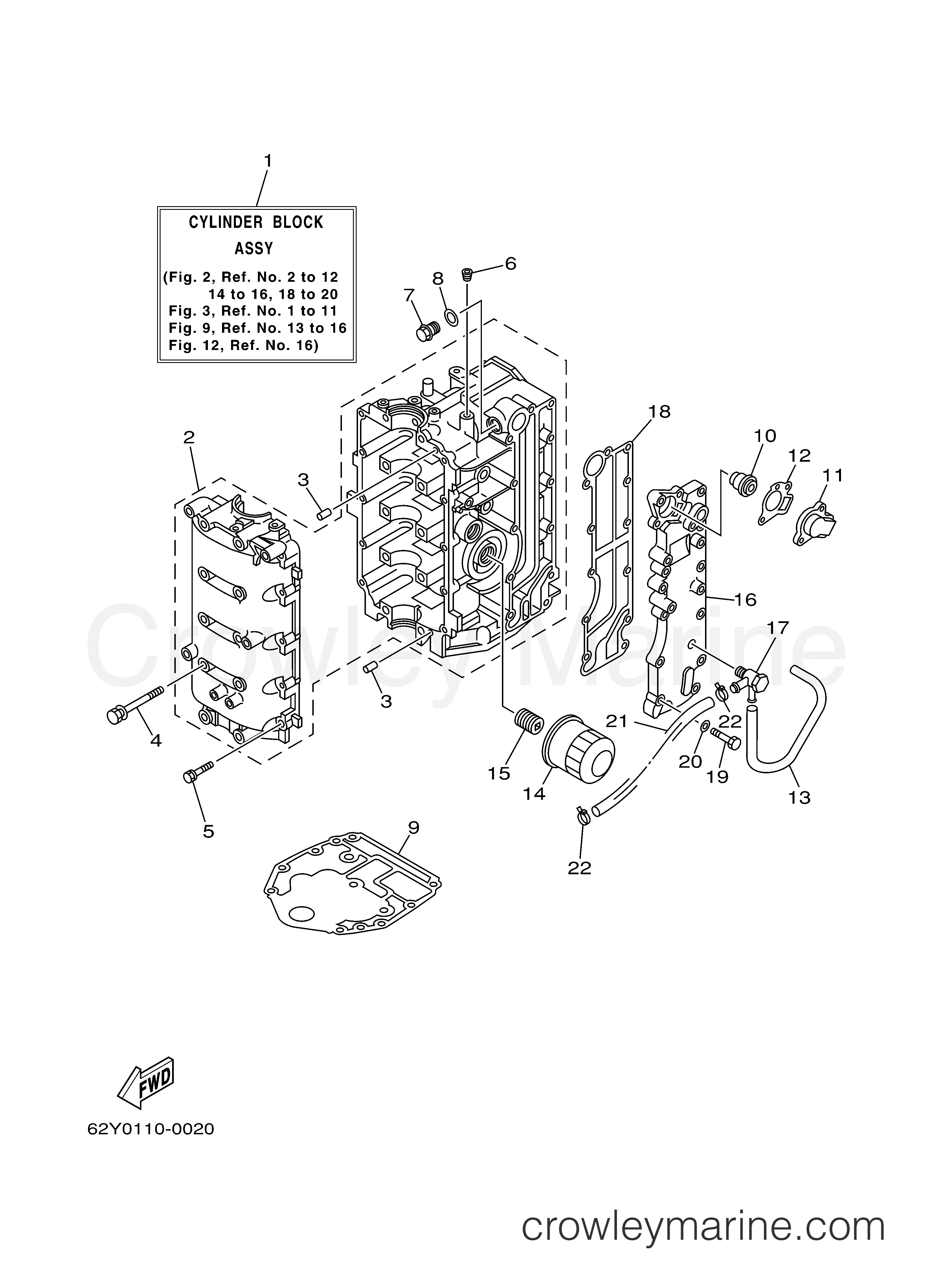 Yamaha Motors F50TLRY - CYLINDER CRANKCASE 1