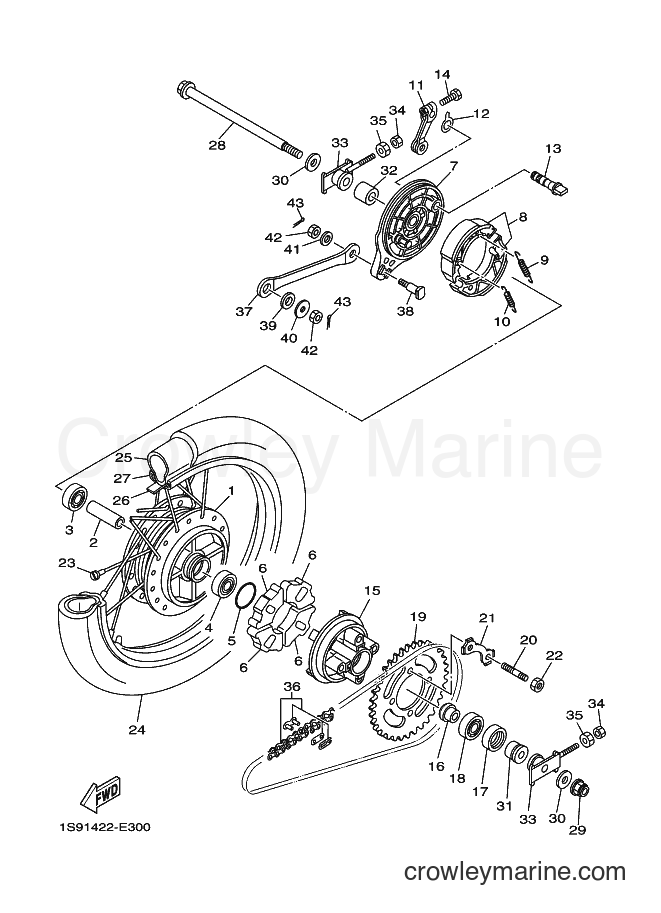 2007 Scooter T135SEC - T135SEC (1S94) [010] - REAR WHEEL FOR SPOKE WHEEL