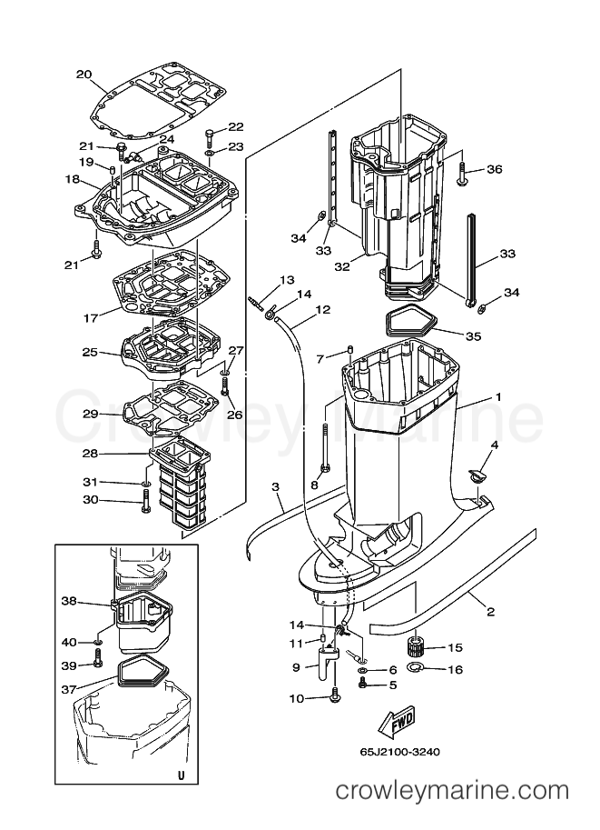 Yamaha Motors 225FETO (65J2) [070] - UPPER CASING