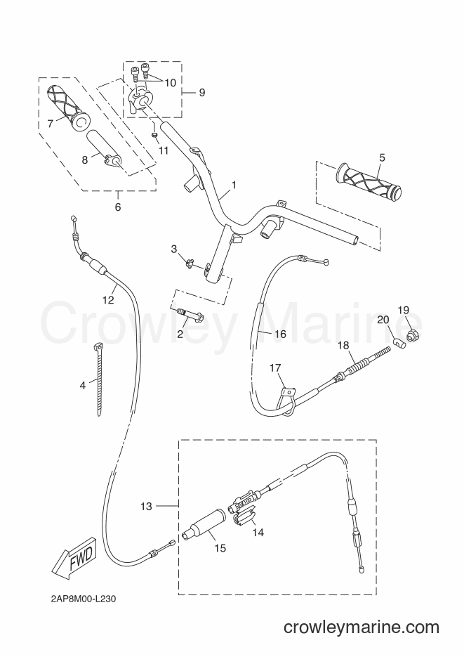 Yamaha Motors YN50M (2APA) [010] - STEERING HANDLE & CABLE