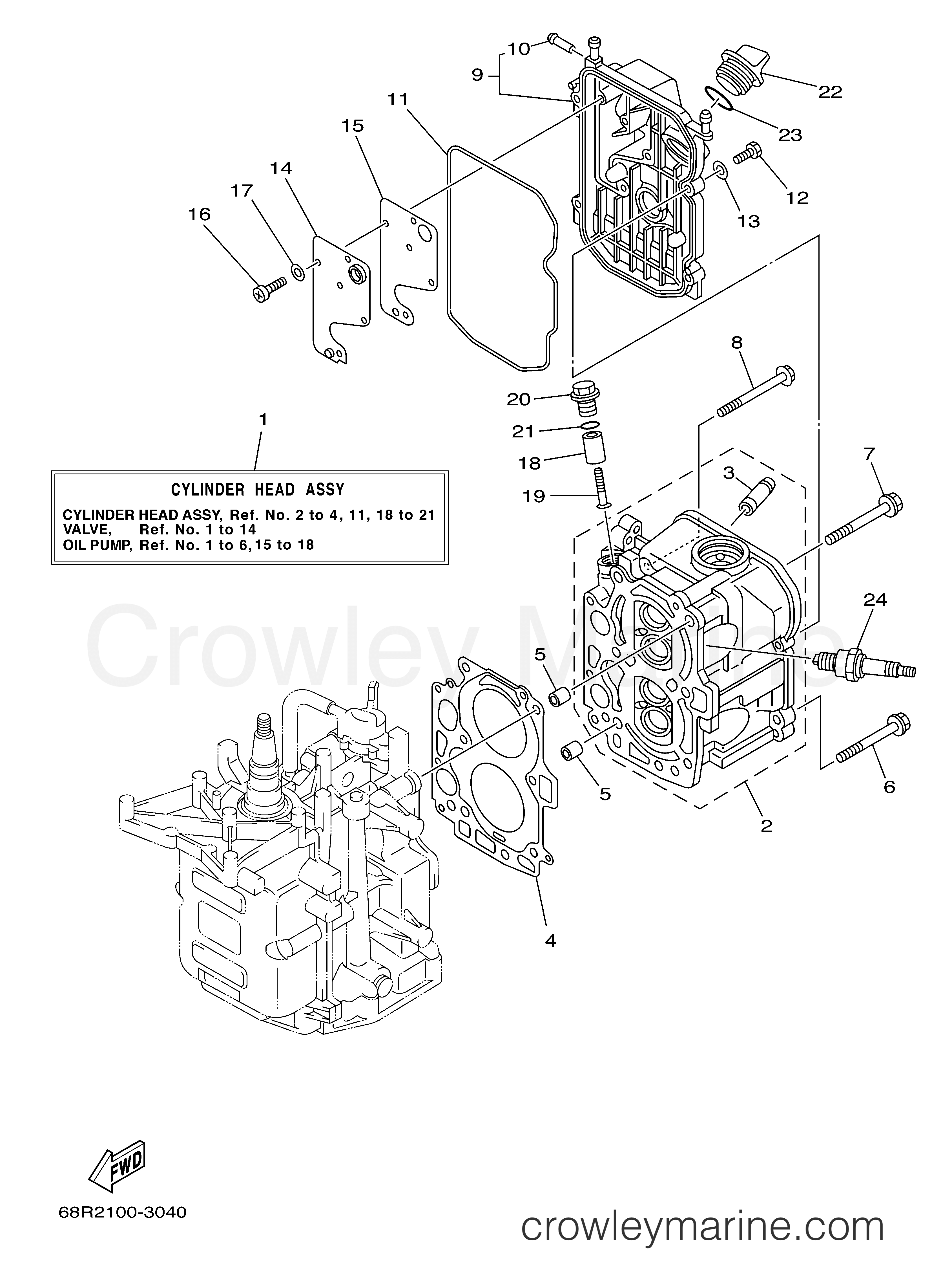 Yamaha Motors F6MSHD - CYLINDER HEAD ASSY