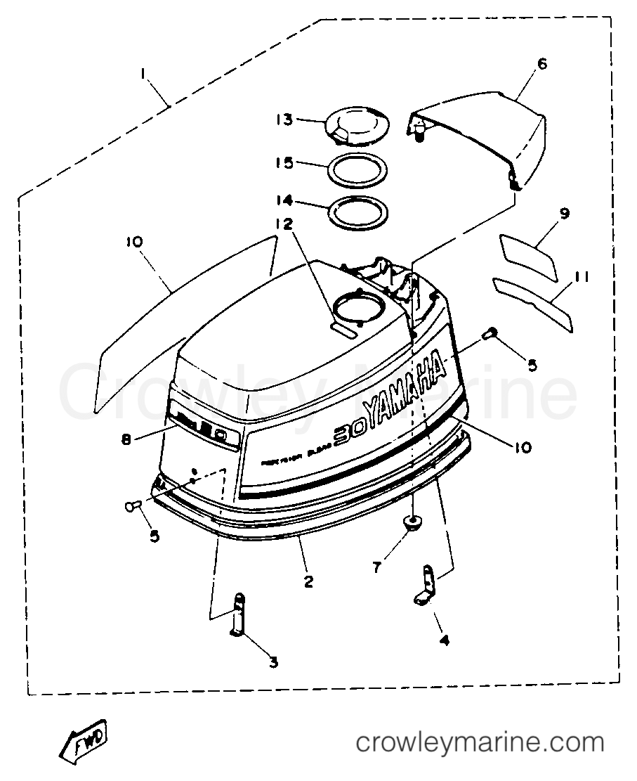 Yamaha Motors 30MSHS - TOP COWLING (ER)