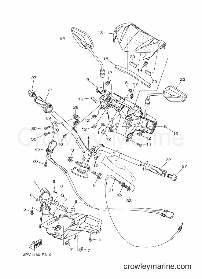 Yamaha Motors T150 (2PV1) [010] - STEERING HANDLE & CABLE