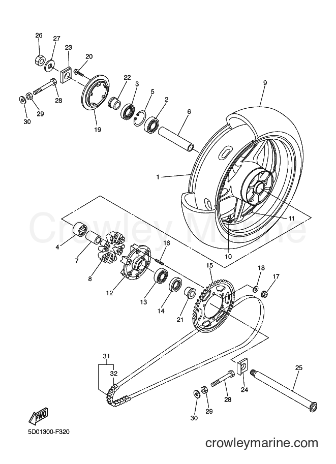 Yamaha Motors FZ1-SA (5D01) [010] - REAR WHEEL