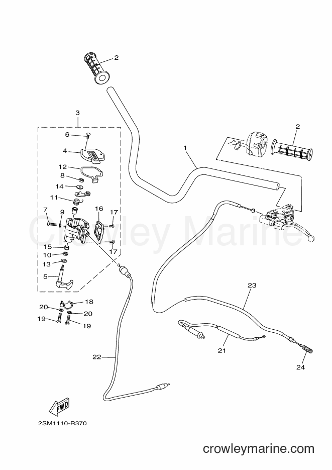 Yamaha Motors YFM700FWBD (2SM3) [010] - STEERING HANDLE & CABLE