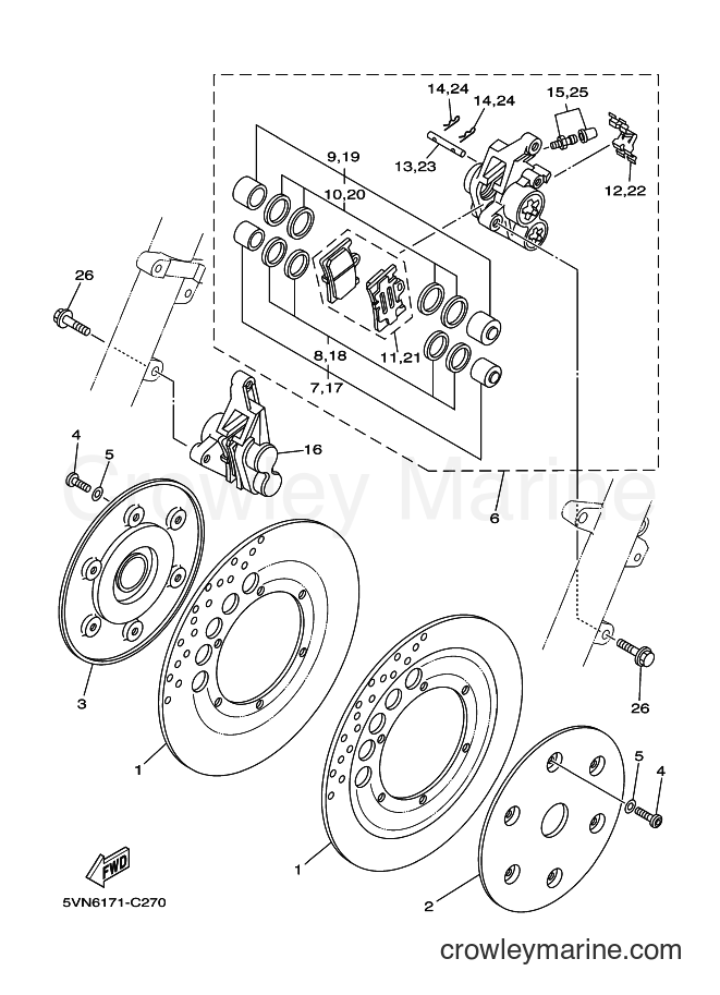 Yamaha Motors XV1700A (5VN6) [010] - FRONT BRAKE CALIPER
