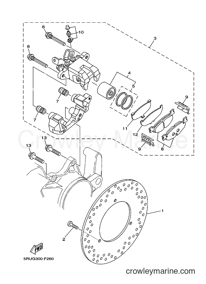 2007 Scooter YP400 - YP400 (5RUG) [010] - REAR BRAKE CALIPER