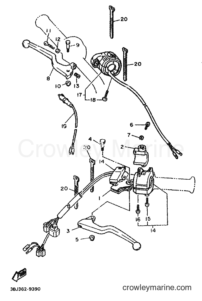1989 Dirt Bike XT500T - XT500T (3BJ2) [999] - HANDLE SWITCH & LEVER