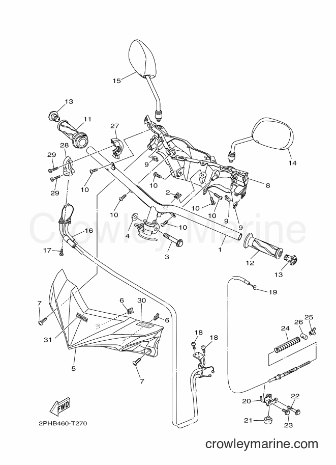 Yamaha Motors LNS125 (2PHD) [010] - STEERING HANDLE & CABLE