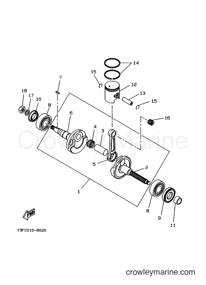 1990 Scooter CW50T - CW50T (3MX2) [010] - CRANKSHAFT & PISTON