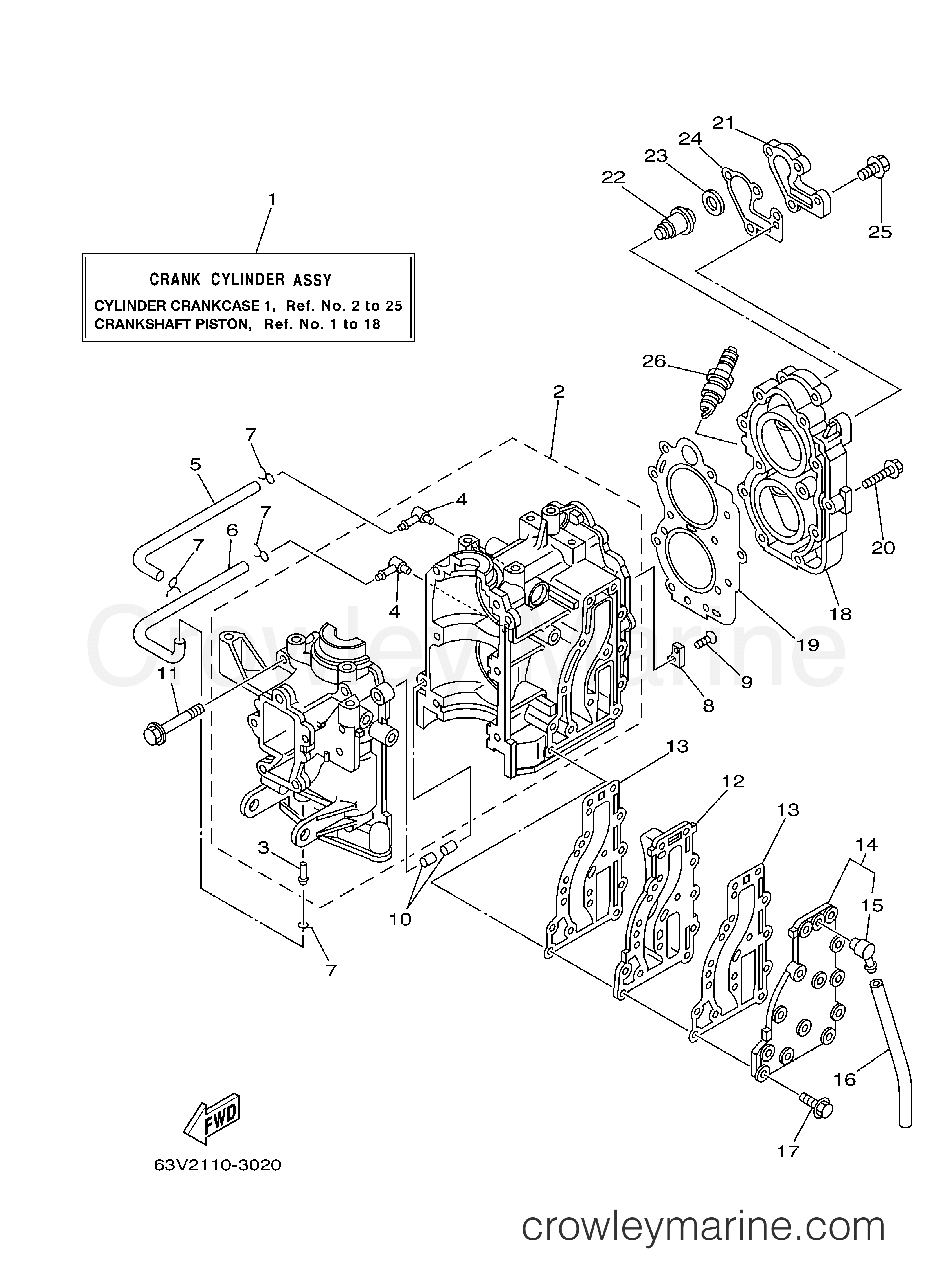 Yamaha Motors 15MSH - CYLINDER CRANKCASE