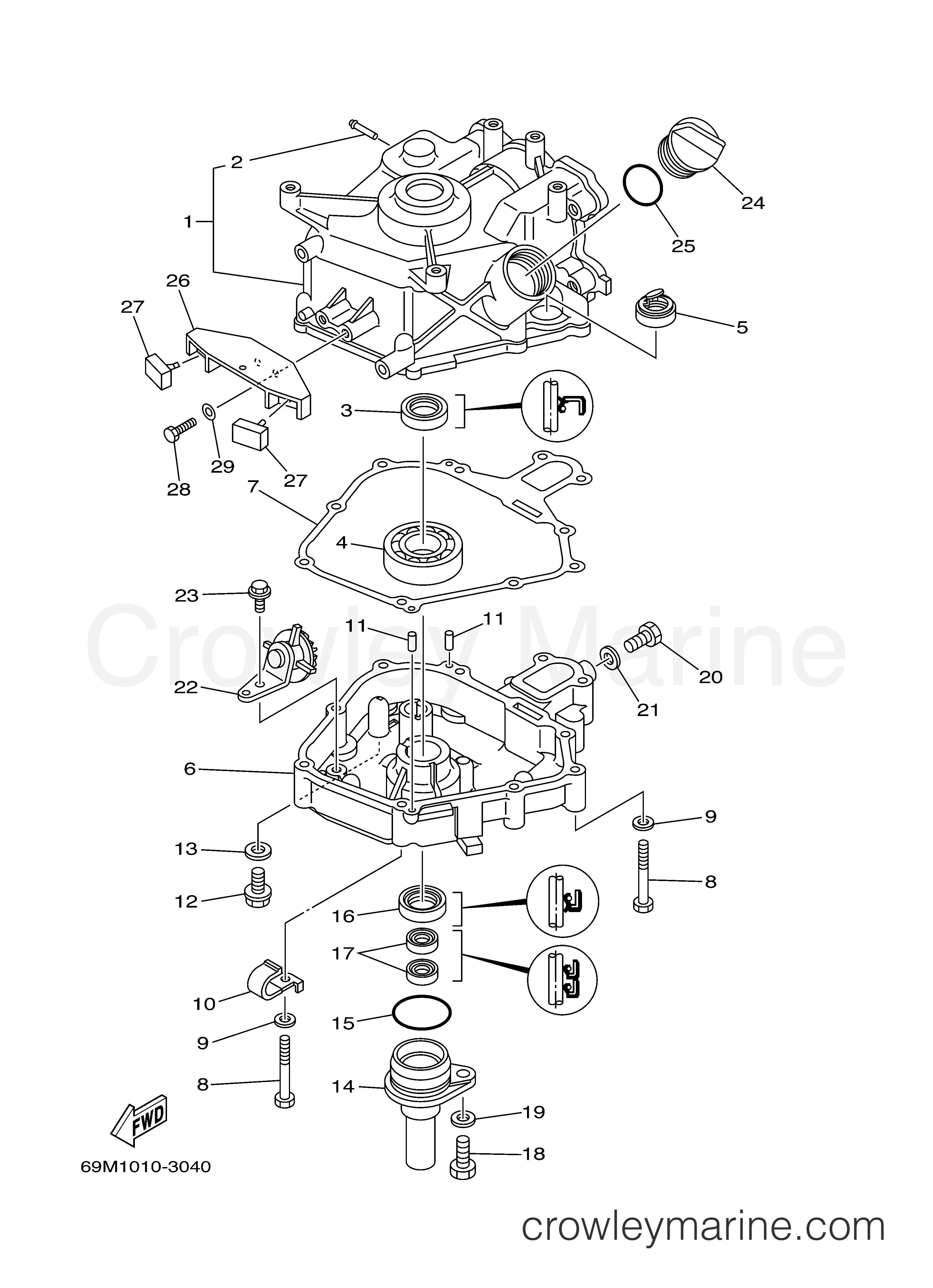 Yamaha Motors F2.5MSH - CYLINDER CRANKCASE 2