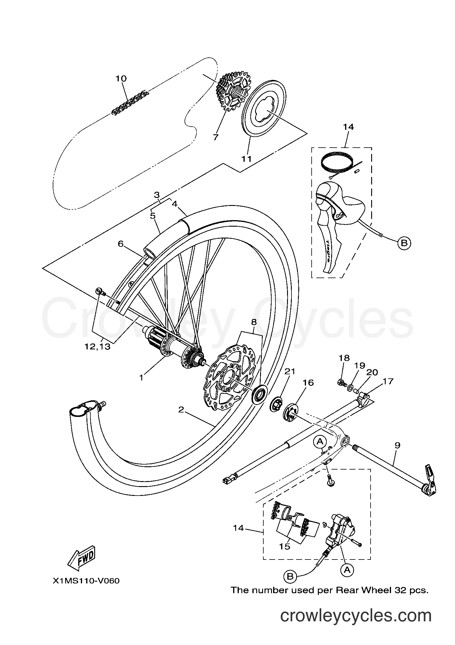 All Years Bicycle Civante - PW70CVS (X1MU) USA - REAR WHEEL