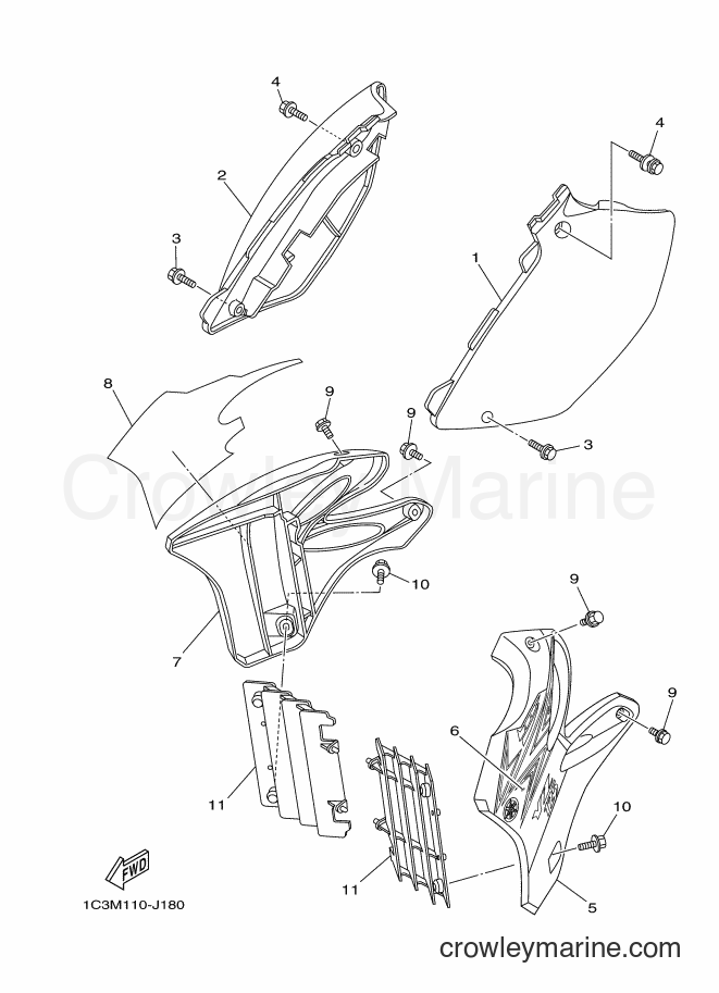 Yamaha Motors YZ125 (1C3N) [010] - SIDE COVER