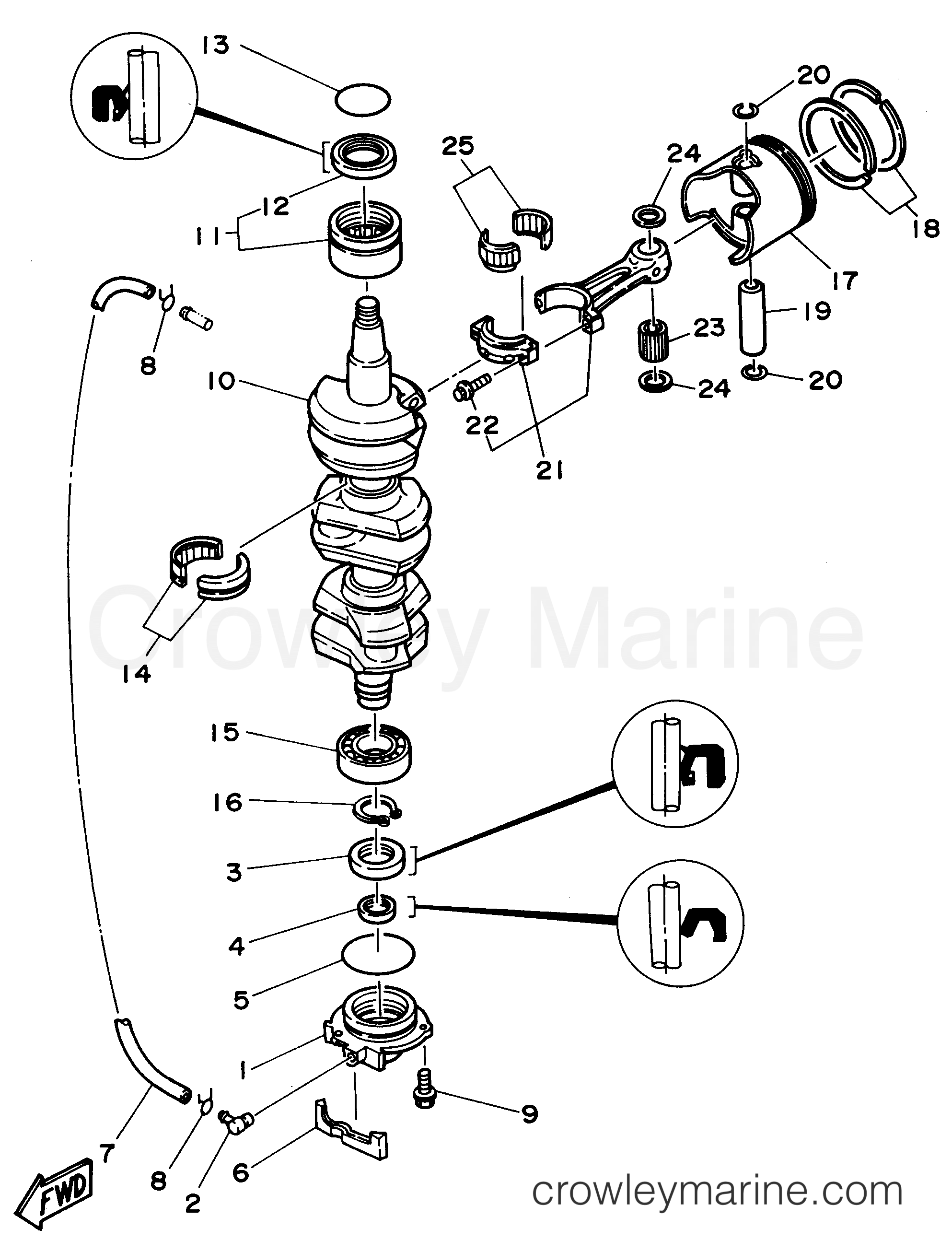 Yamaha Motors B90TLRV - CRANKSHAFT PISTON