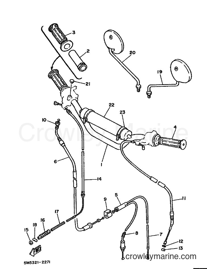 1987 Scooter DT50MX - DT50MX (2UN) [99A] - STEERING HANDLE & CABLE