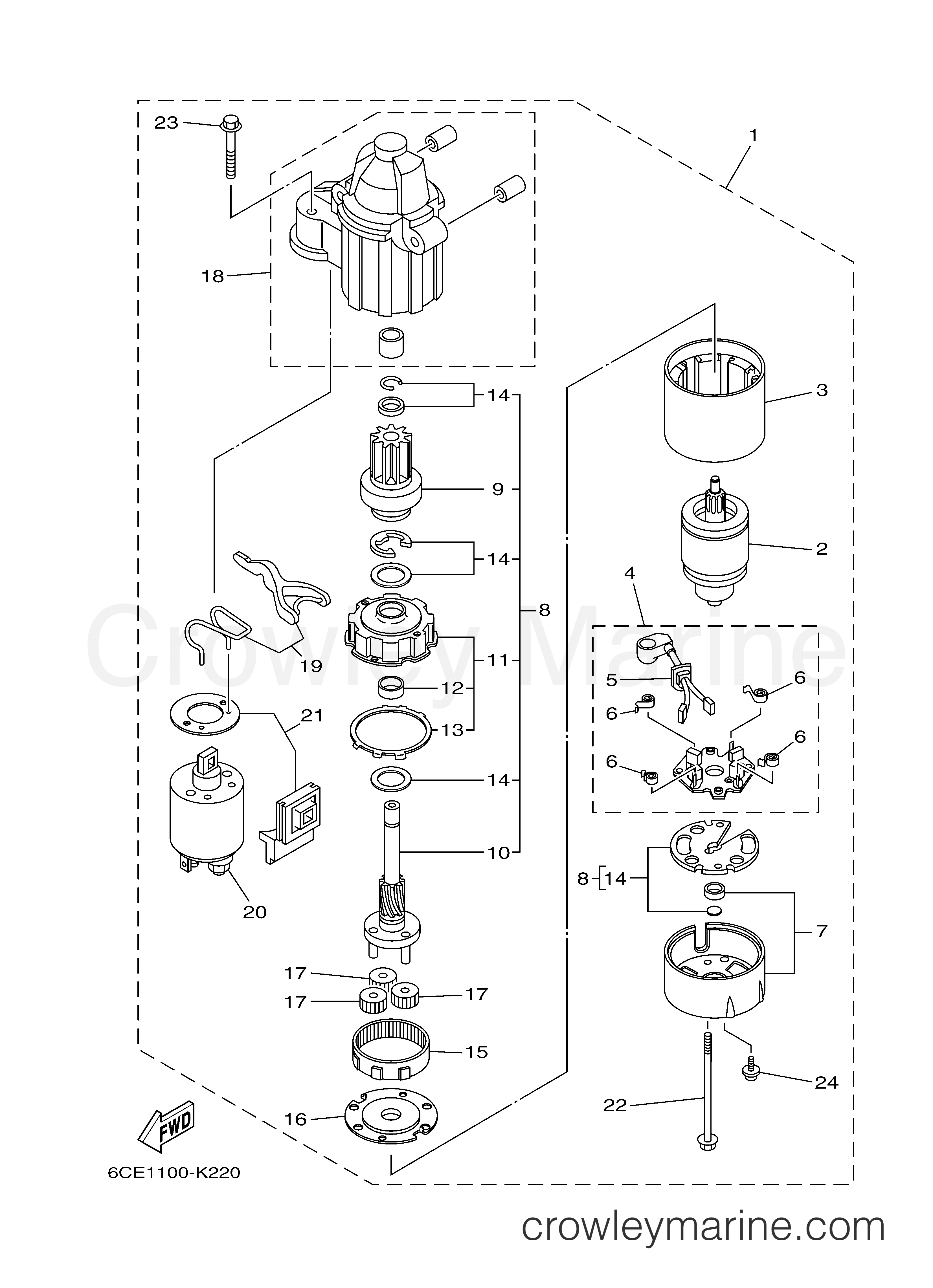 Yamaha Motors LF225XCA - STARTING MOTOR