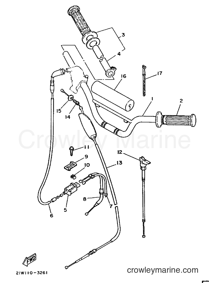 1986 Dirt Bike PW80K - PW80K (21W) [999] - STEERING HANDLE & CABLE