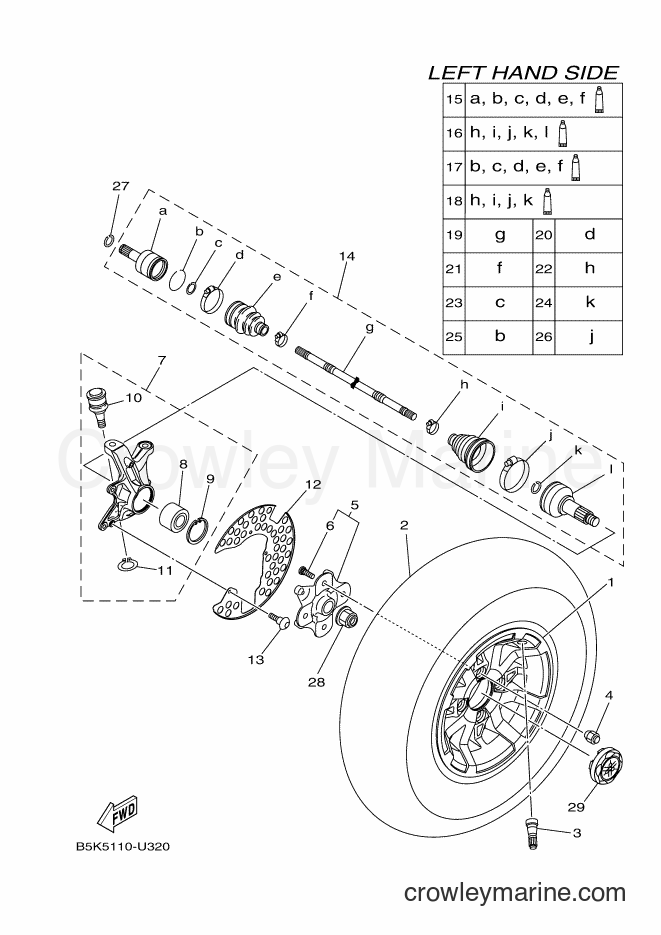 Yamaha Motors YFM700FWBD (B5KB) [010] - FRONT WHEEL