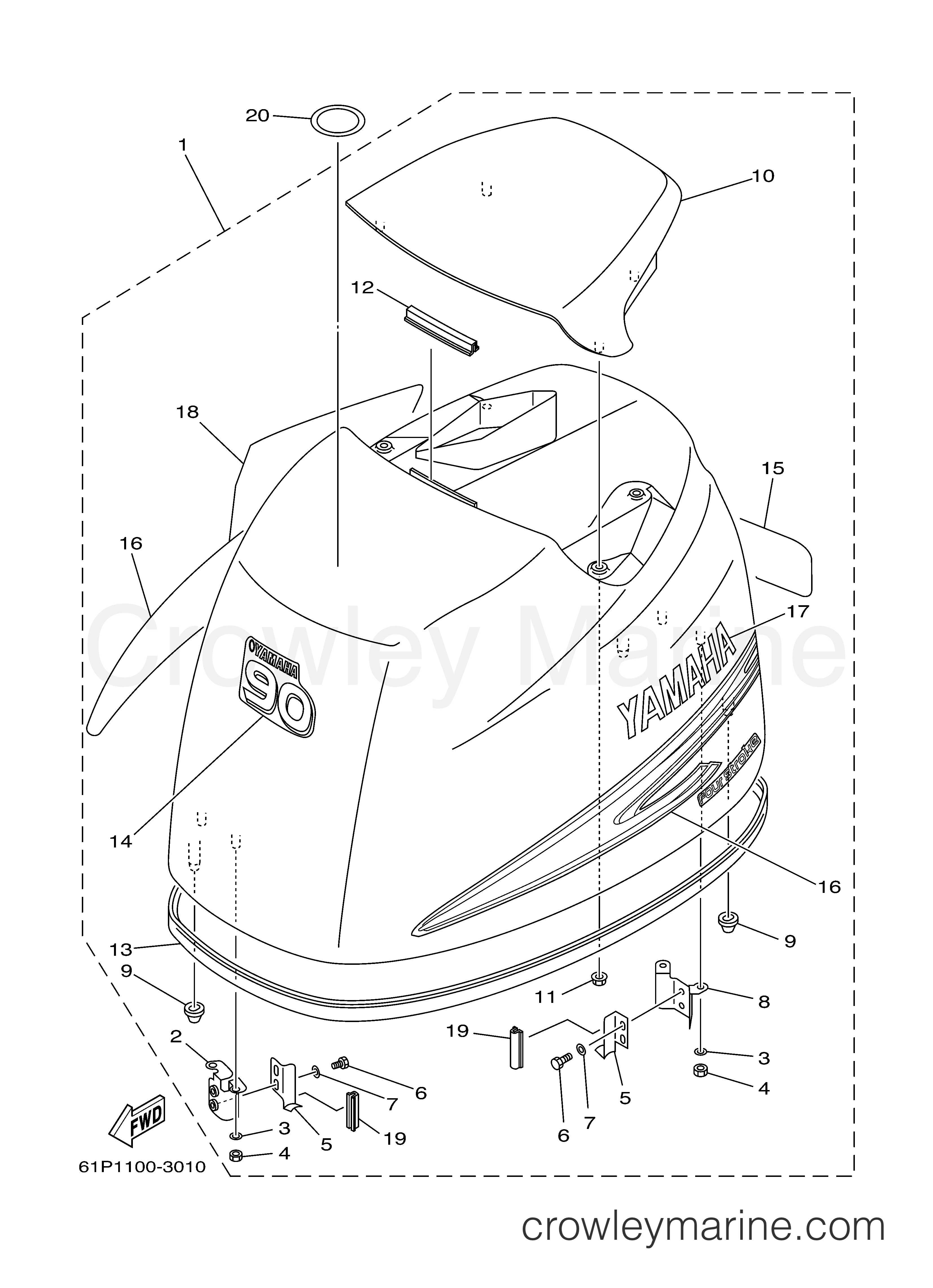 Yamaha Motors F90TLRB - TOP COWLING