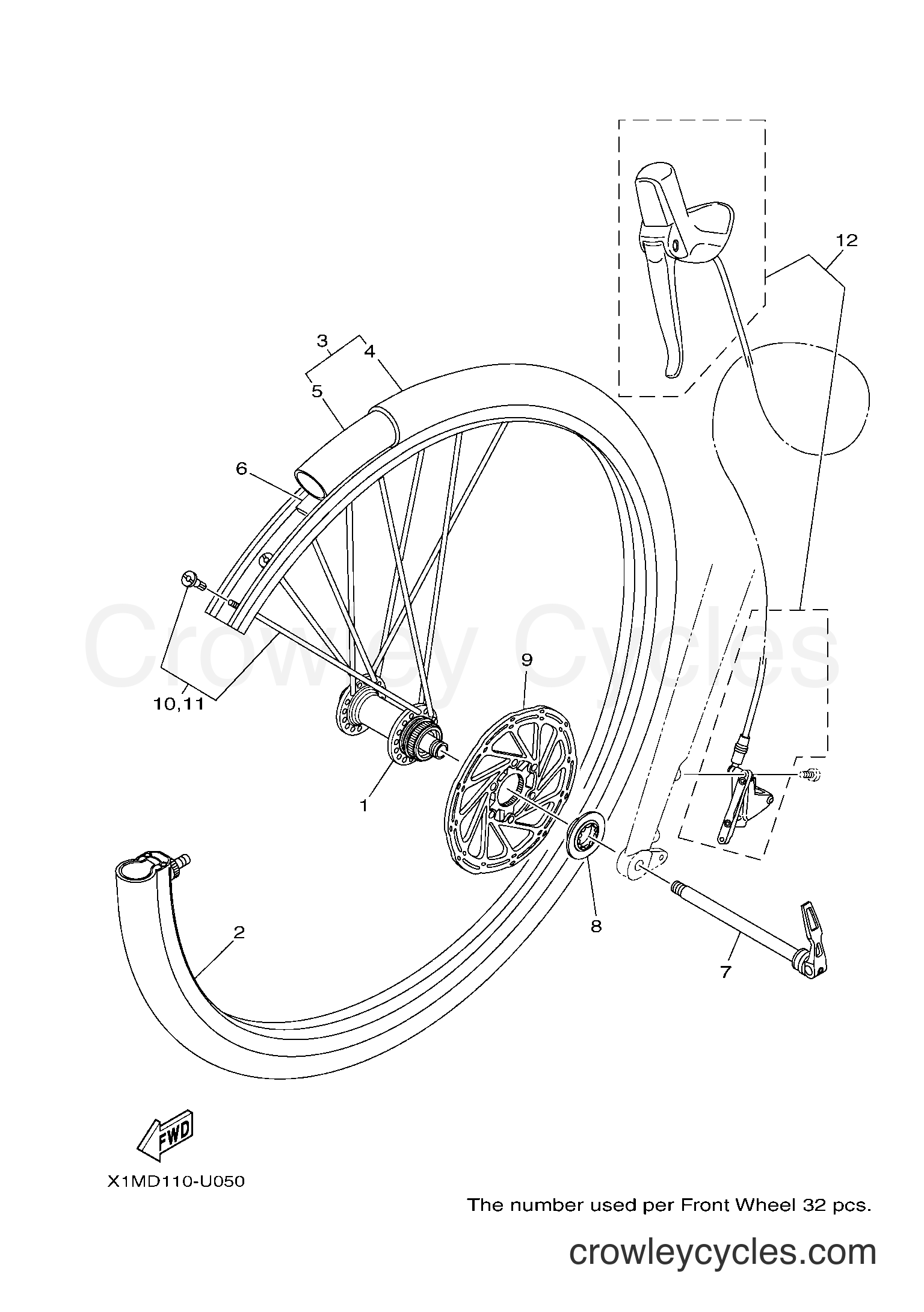 All Years Bicycle Wabash - PW70WS (X1MF) USA - FRONT WHEEL