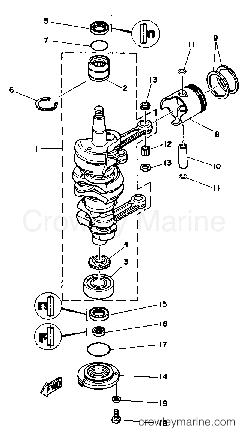 Yamaha Motors 70ETLD - CRANKSHAFT  PISTON