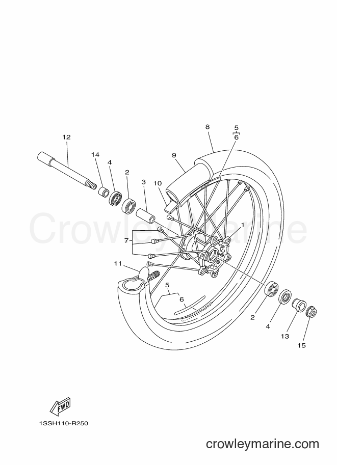 2017 Dirt Bike YZ250 - YZ250 (1SSN) [010] - FRONT WHEEL