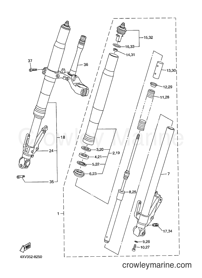 1998 Sport Bike YZF-R1 - YZF-R1 (4XV2) [010] - FRONT FORK