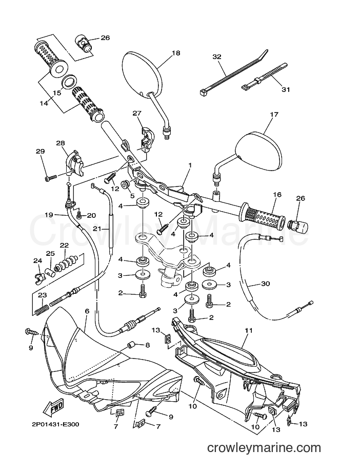 Yamaha Motors LF-110C (2P12) [010] - STEERING HANDLE & CABLE
