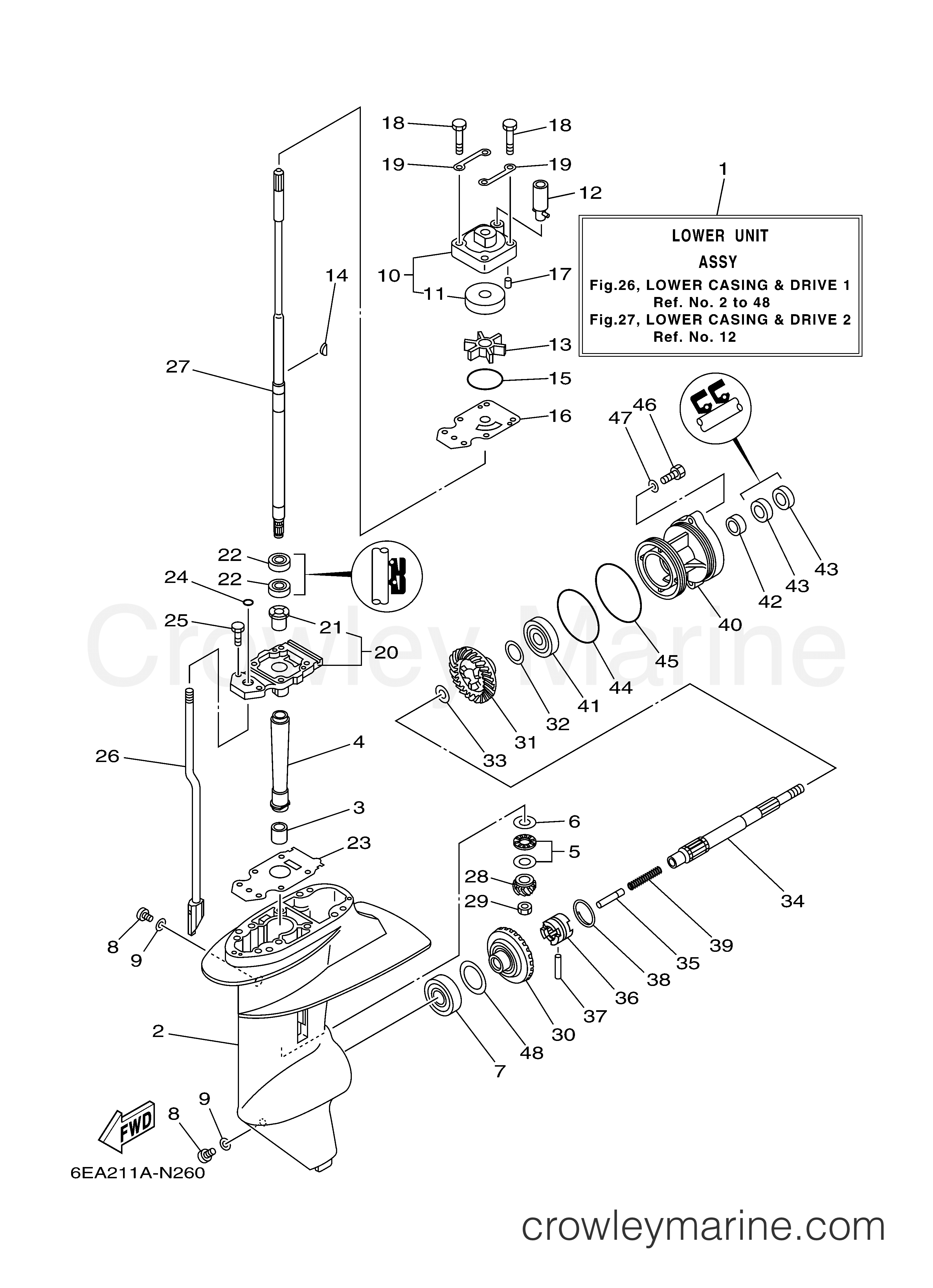 Yamaha Motors T9.9LEHB - LOWER CASING DRIVE 1