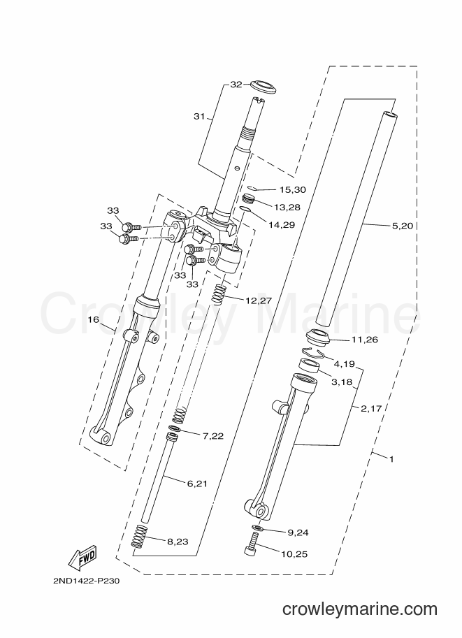 Yamaha Motors T150 (B153) [010] - FRONT FORK