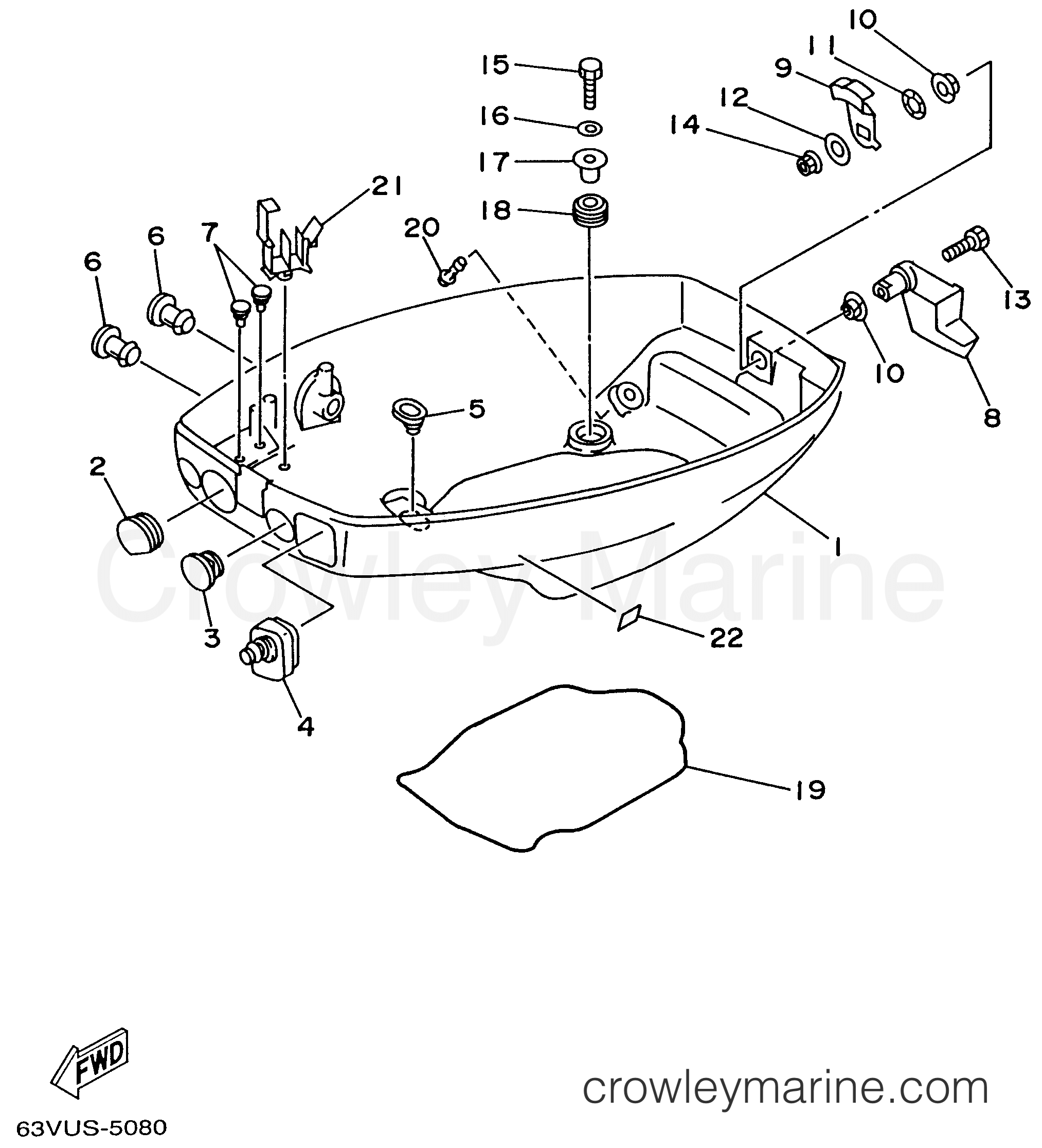 Yamaha Motors 9.9MLHU - BOTTOM COWLING