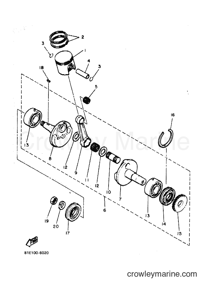 1988 Snowmobile CF300AS8 - CF300AS8 (83U0) [020] - CRANKSHAFT & PISTON