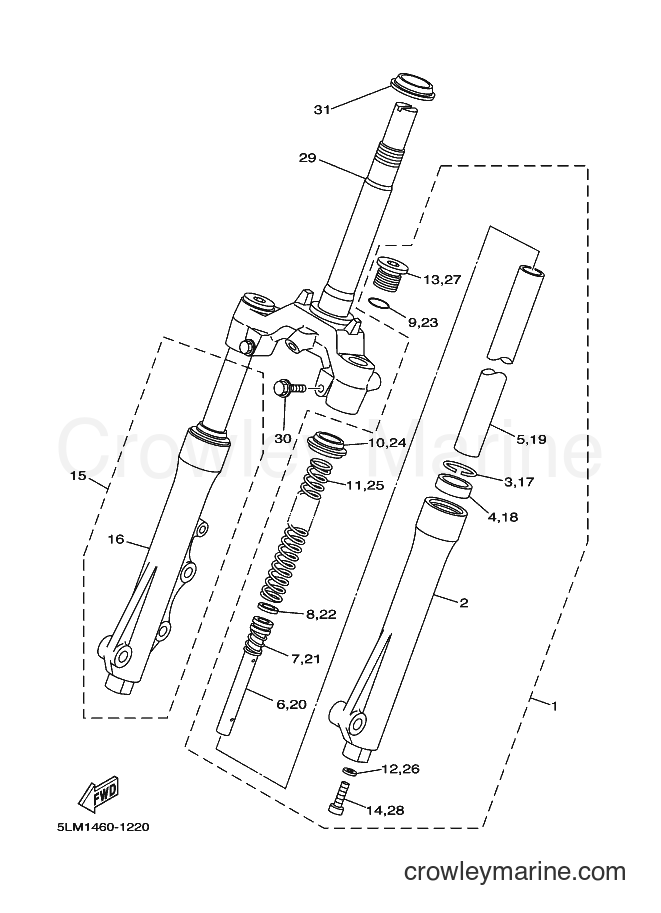 Yamaha Motors T105SE (5LM1) [010] - FRONT FORK