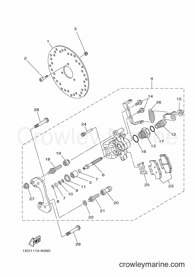 2014 ATV YXM700E - YXM700E (1XP2) [010] - REAR BRAKE CALIPER 2