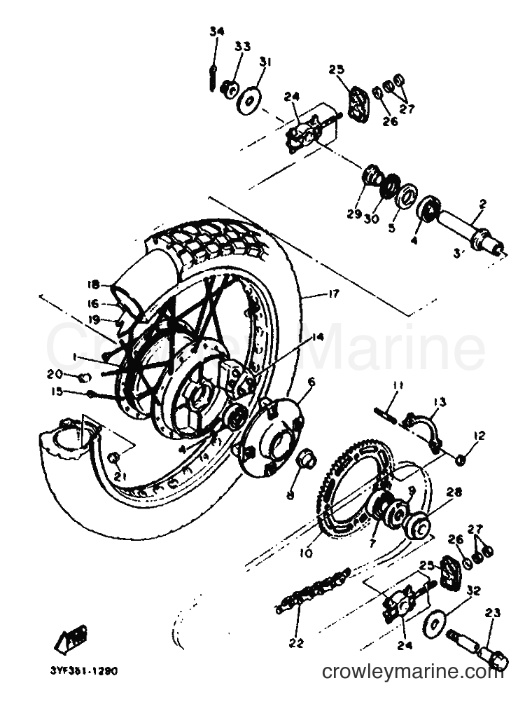1992 Dirt Bike XTZ660 - XTZ660 (4BW2) [999] - REAR WHEEL