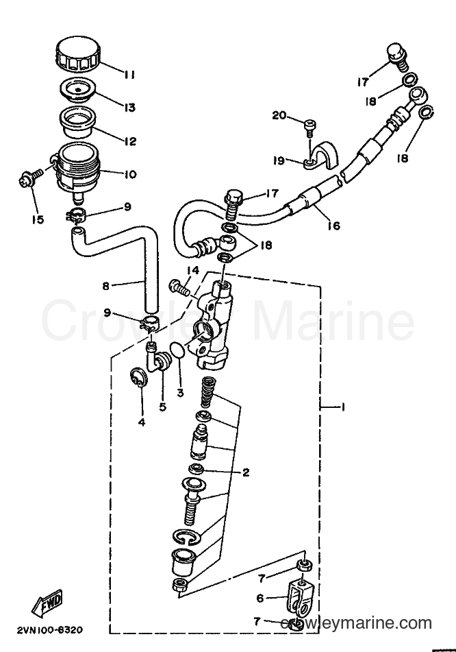 1988 Dirt Bike YZ250 - YZ250 (2VM0) [010] - REAR MASTER CYLINDER