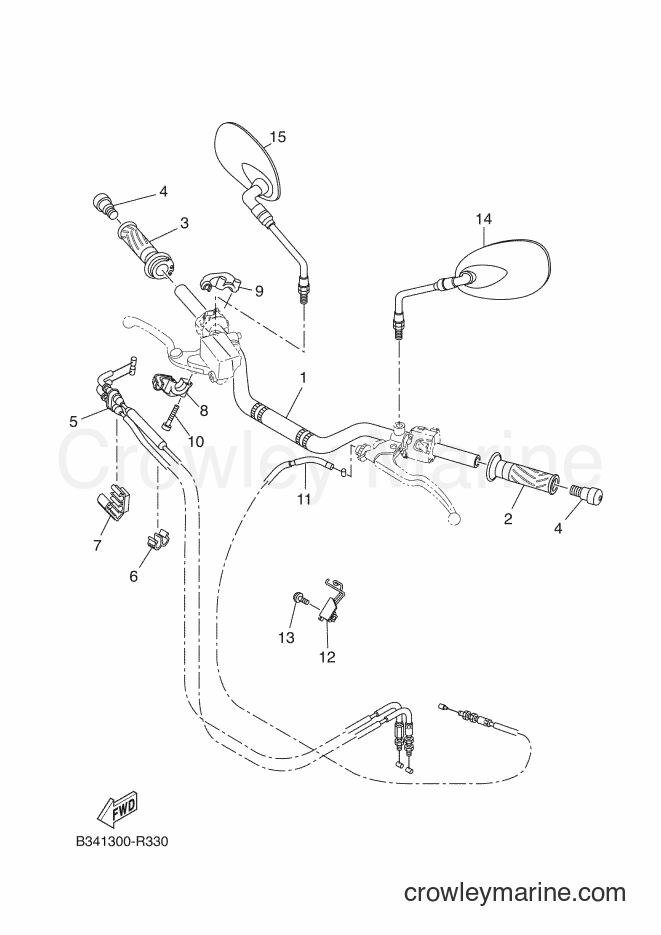 2016 Street Bike MTM690-U - MTM690-U (B342) [050] - STEERING HANDLE & CABLE