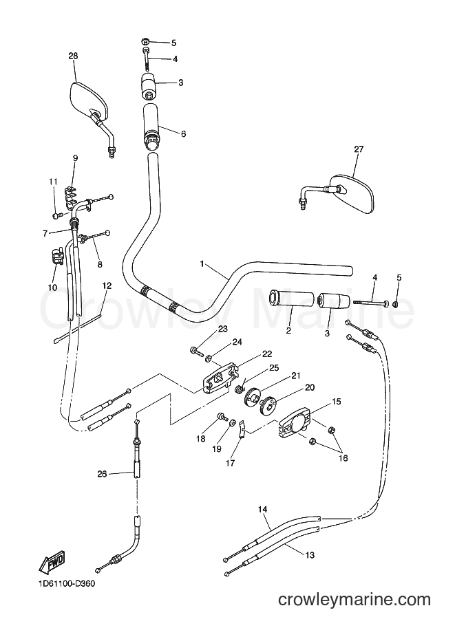 Yamaha Motors XVZ13CT (1D6C) [010] - STEERING HANDLE & CABLE
