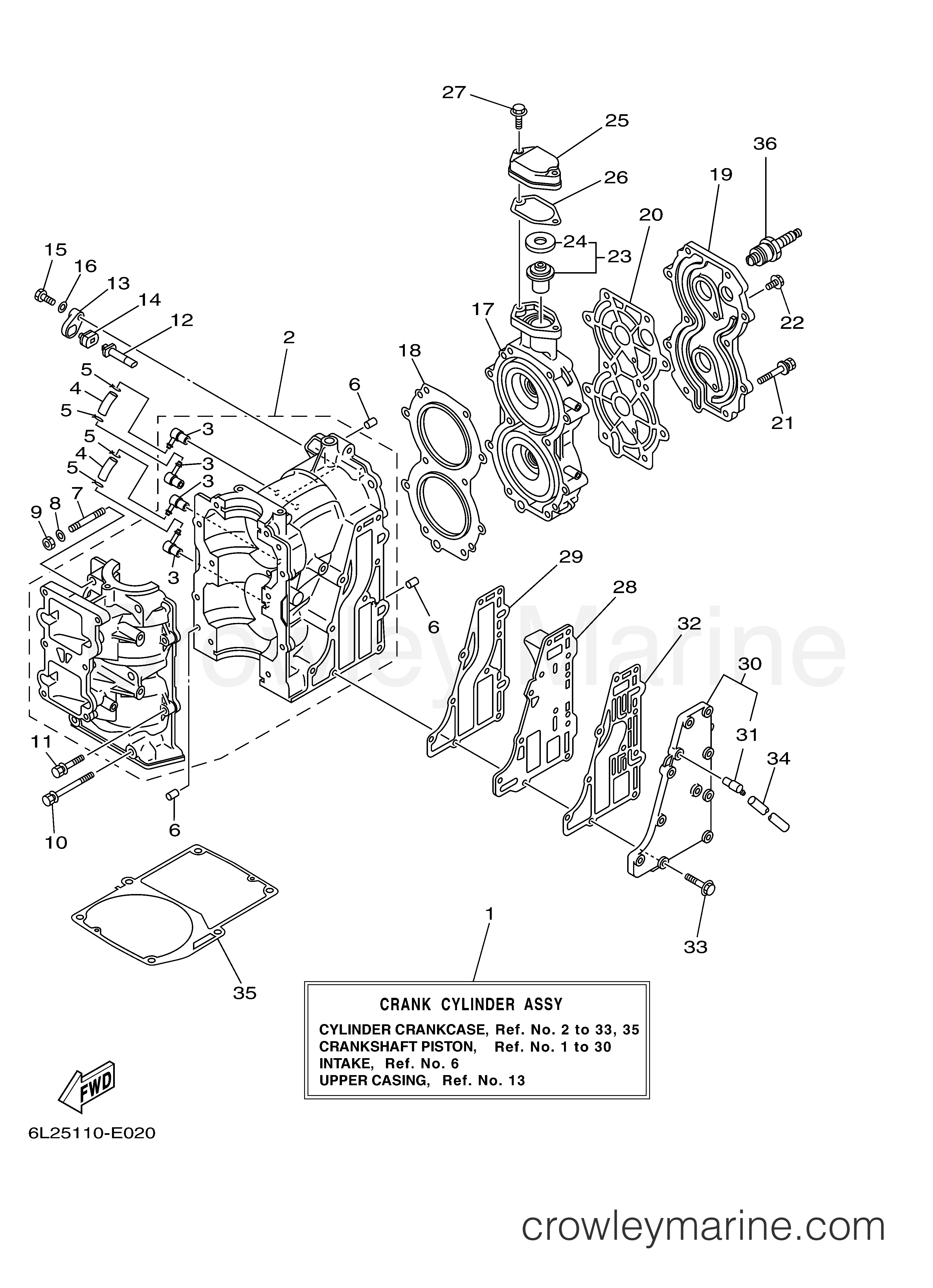 Yamaha Motors 25ELR - CYLINDER CRANKCASE