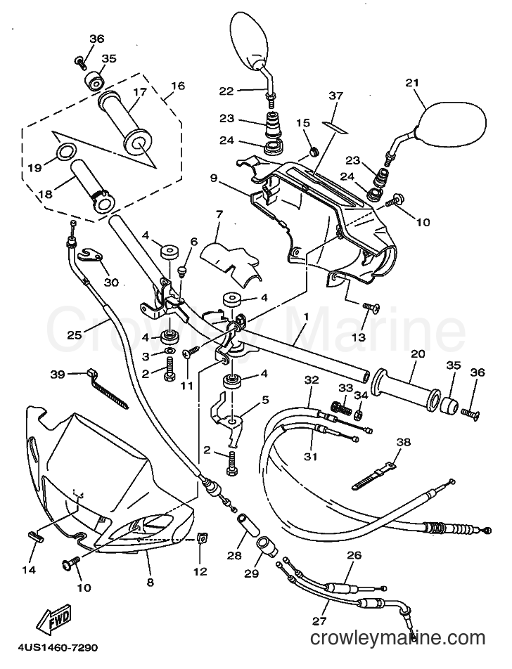 Yamaha Motors V110 (4VM1) [999] - STEERING HANDLE & CABLE