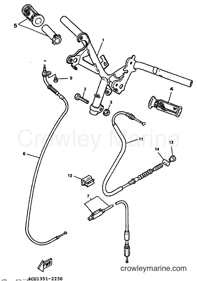 1995 Scooter YE50 - YE50 (4LN3) [999] - STEERING HANDLE & CABLE