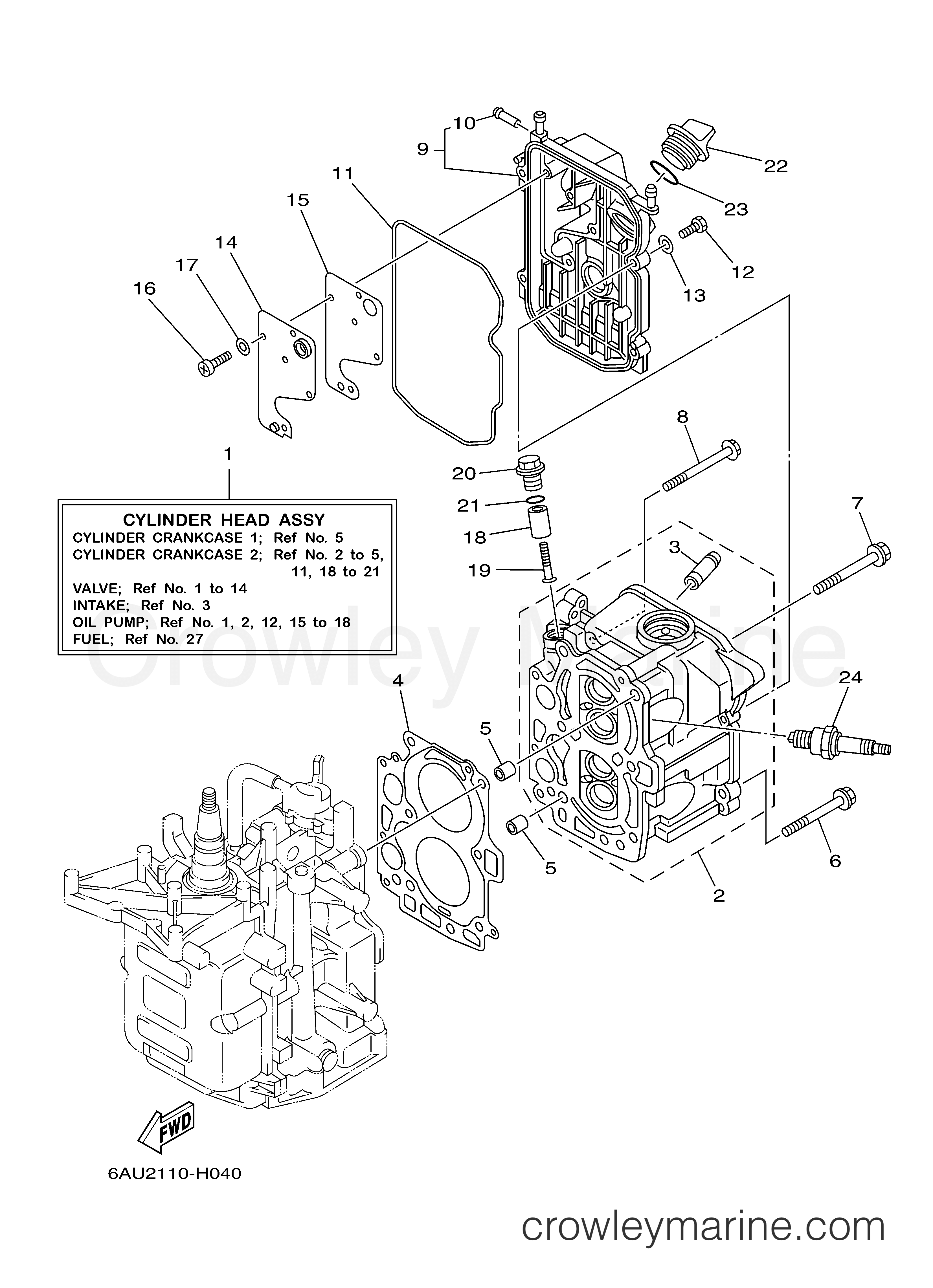 Yamaha Motors F9.9SMHA - CYLINDER CRANKCASE 2