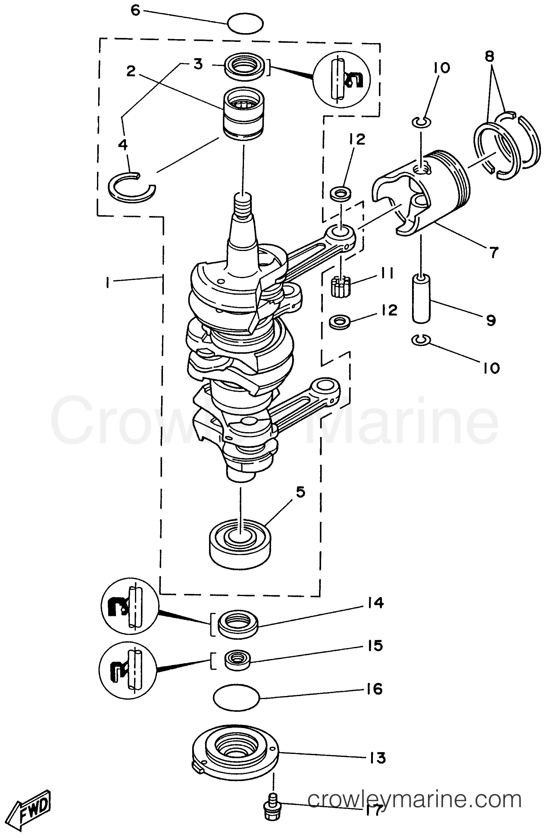 Yamaha Motors C60TLRV - CRANKSHAFT PISTON