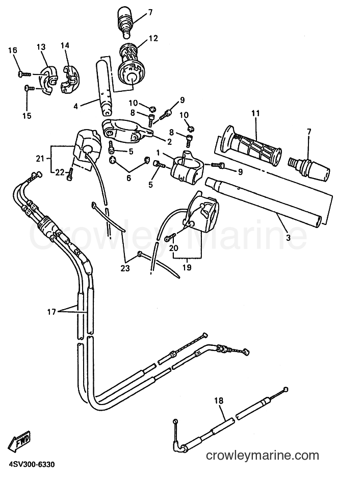 1996 Sport Bike YZF1000R - YZF1000R (4SV1) [010] - STEERING HANDLE & CABLE