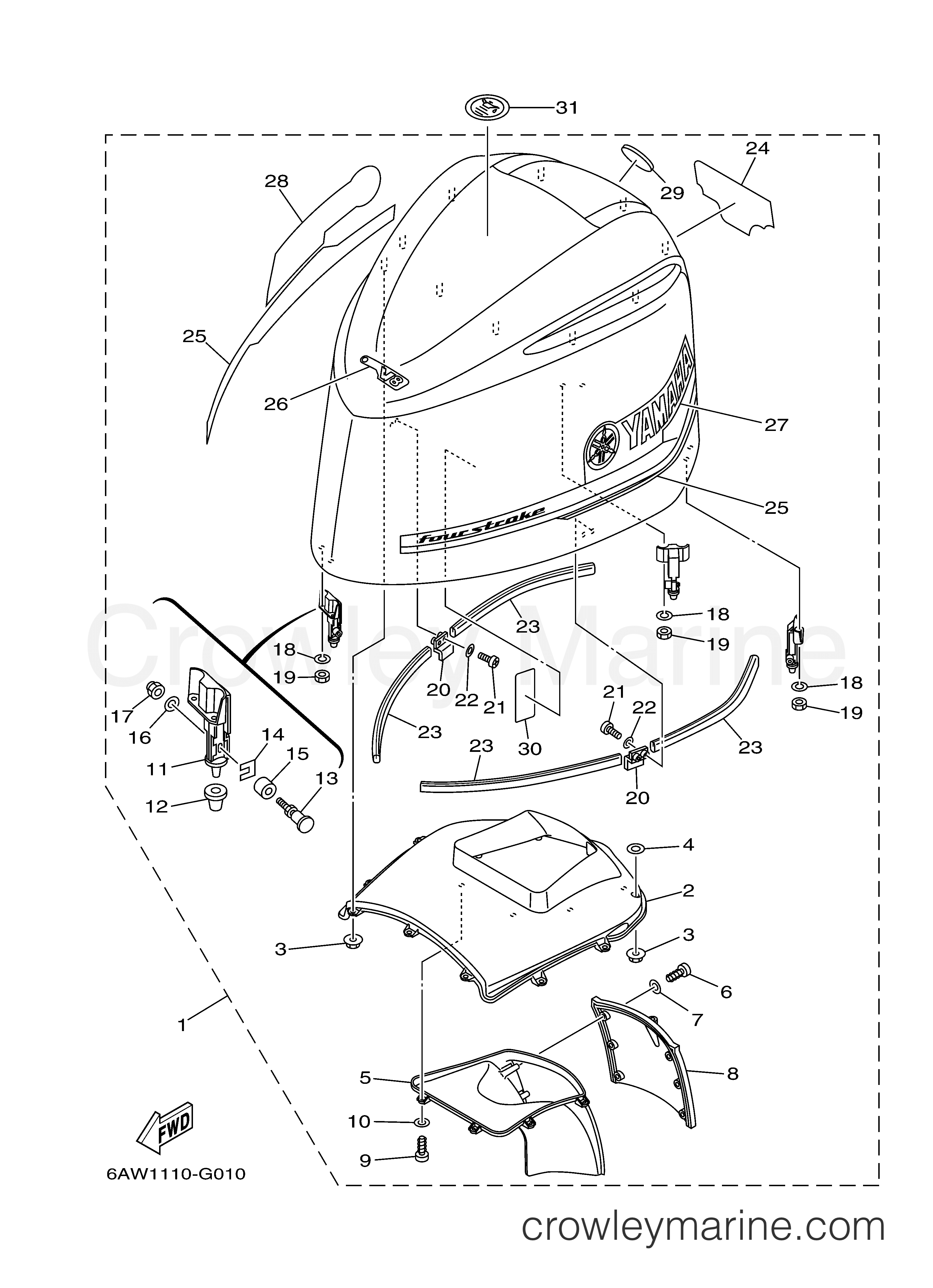 Yamaha Motors F350TUR - TOP COWLING